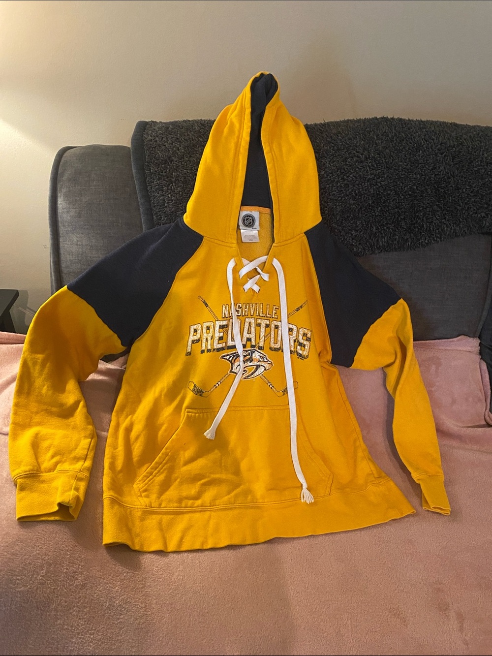 NHL Nashville Predators Yellow & Navy Pullover Hoodie